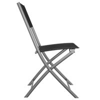 Tuinstoelen inklapbaar 2 st staal en textileen zwart - thumbnail