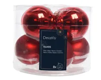 Decoris kerstballen Glas 8st kerstrood 7cm - thumbnail