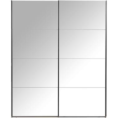 Schuifdeurkast Bergamo met spiegeldeuren - eikenkleur - 221x178,5x66,6 cm - Leen Bakker