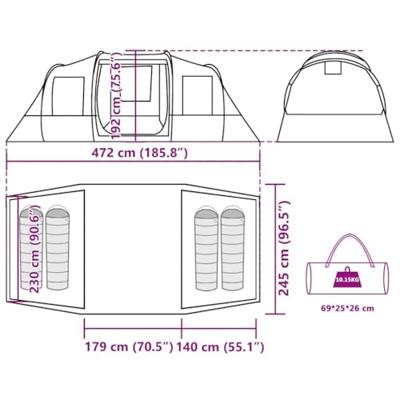 VidaXL Tunneltent 4-persoons waterdicht groen VidaXL Tunneltent 4-persoons waterdicht groen