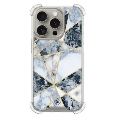 iPhone 15 Pro shockproof hoesje - Marmer blauw iPhone 15 Pro shockproof hoesje - Marmer blauw