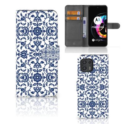 Motorola Edge 20 Lite Hoesje Flower Blue Motorola Edge 20 Lite Hoesje Flower Blue