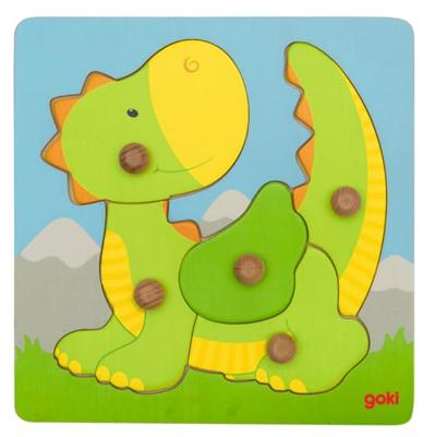 Goki houten noppenpuzzel draak, 5st.