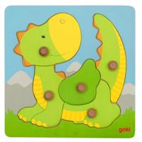 Goki houten noppenpuzzel draak, 5st. - thumbnail