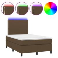 Boxspring met matras en LED stof donkerbruin 120x200 cm - thumbnail
