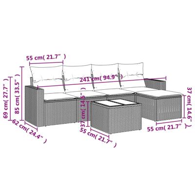 5-delige Loungeset met kussens poly rattan beige - thumbnail