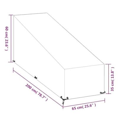 Ligbedhoes met 12 oogjes 200x65x35/60 cm polyetheen