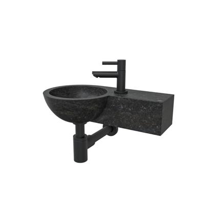 Wiesbaden B waskom rond 40x23x10cm met kraangat rechts hardsteen zwart incl Amador fonteinkraan zwart mat SW106364 - 22.2701 - SW21108 - SW696215 - SW696205 Wiesbaden B waskom rond 40x23x10cm met kraangat rechts hardsteen zwart incl Amador fonteinkraan zwart mat SW106364 - 22.2701 - SW21108 - SW696215 - SW696205