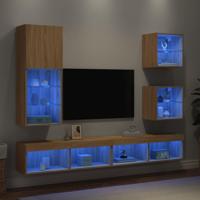5-delige Tv-wandmeubelset met LED bewerkt hout sonoma eiken - thumbnail