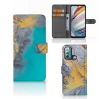 Motorola Moto G60 | Bookcase | Marble Blue Gold - thumbnail