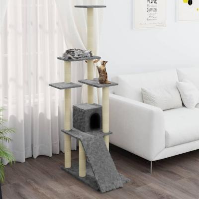 Kattenmeubel met sisal krabpalen 155 cm lichtgrijs Kattenmeubel met sisal krabpalen 155 cm lichtgrijs