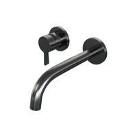 Brauer Gunmetal Edition Wastafelmengkraan inbouw - gebogen uitloop rechts - hendel middel dik - model E2 PVD - geborsteld gunmetal 5-GM-083-B1-65 - thumbnail