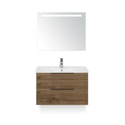 Seville Badmeubelset 80 cm - Tabacco Edge greep - Wastafel Enjoy - met Sence Spiegel