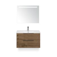 Seville Badmeubelset 80 cm - Tabacco Edge greep - Wastafel Enjoy - met Sence Spiegel - thumbnail
