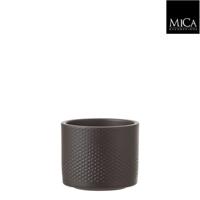 Mica Decorations era pot donkergrijs relief 10x12cm - thumbnail