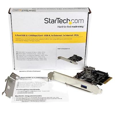 .com 2-Poorts USB 3.1 (10Gbps) kaart- USB-A, 1x externe, 1x interne - PCIe USB 3.1 kaart type-A - PCI Express - ondersteunt UASP - USB-adapter - PCIe x4 laag profiel - USB 3.1 x 2