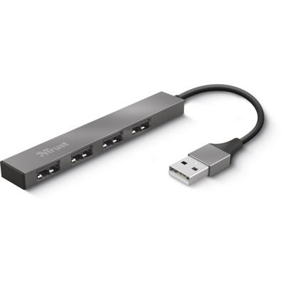 Trust Trust Halyx Aluminium 4-Port Mini USB Hub - Hub 23786 USB-hub 4 poorten USB-A USB 2.0 480 MBit/s