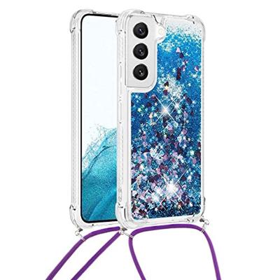 Lunso - Samsung Galaxy S23 - Telefoonhoes met koord - Glitter Blauw