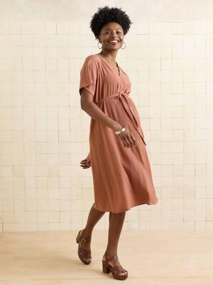 Vloeiende jurk voor zwangerschap en borstvoeding terracotta