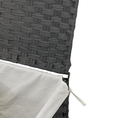VidaXL Wasmand met deksel 46x33x60 cm poly rattan grijs