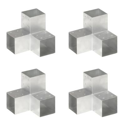 Paalverbindingen 4 st Y-vorm 101x101 mm gegalvaniseerd metaal