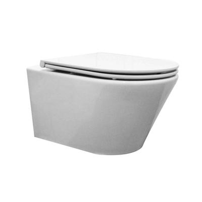 Wandcloset Aquasplash Vera Rimless Tornado Flush met Softclose Toiletzitting Glans Wit Aquasplash