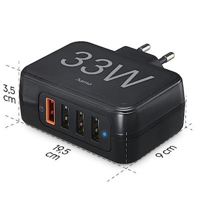Hama Snellader 4 Poorten Qualcomm® 3.0 4x USB-A 33 W Zwart