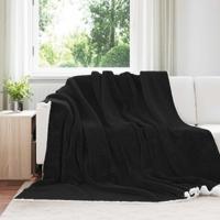 VidaXL Gooi deken zwart 220 x 240 cm fleece - thumbnail