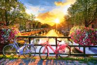 Picturesque Amsterdam with Bicycles Puzzel 1000 Stukjes - thumbnail