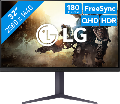 LG UltraGear™ 32GS85Q-B.AEU 32 inch gaming pc-monitor - IPS-paneel QHD-resolutie (2560 x 1440), 1ms 180Hz, HDR 10, DCI-P3 98% (CIE1976), AMD FreeSync, compatibel met NVIDIA G-Sync