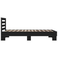 Bedframe LED bewerkt hout metaal zwart 140x190 cm - thumbnail