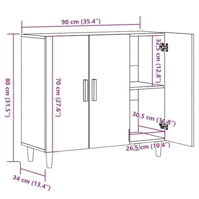Dressoir 90x34x80 cm bewerkt hout artisanaal eikenkleur Dressoir 90x34x80 cm bewerkt hout artisanaal eikenkleur