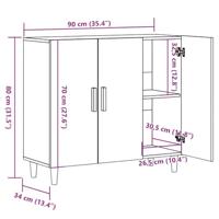 Dressoir 90x34x80 cm bewerkt hout artisanaal eikenkleur - thumbnail