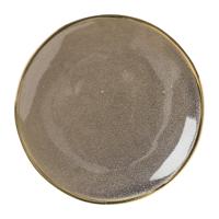 Gebaksbordje met gouden rand - grijs - ø15 cm - thumbnail