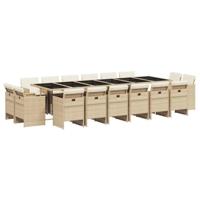 17-delige Tuinset met kussens poly rattan beige - thumbnail