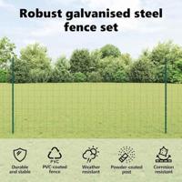 VidaXL Hek met paal groen 1,2 x 10 m staal - thumbnail