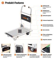 Meister Werkzeuge 8985620 Plateauwagen Inklapbaar, Met opbergvak Staal Laadvermogen (max.): 150 kg - thumbnail