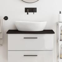 VidaXL Wastafelblad 80x30x2 cm behandeld massief hout donkerbruin - thumbnail