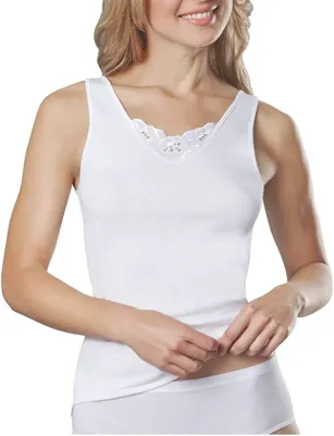 Kanten dames hemd katoen - 167 - Vrouwen singlet - 100% katoen - Naadloos