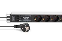 Digitus DN-95441 19 inch 19inch-patchkast Geaarde contactdoos Incl. 2 metalen houders, Overspanningsbescherming Zilver, Zwart - thumbnail