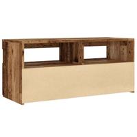 Tv-meubel met LED 90x35x40 cm bewerkt hout oud hout - thumbnail