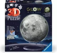 Ravensburger 3d puzzelbal maan glow in the dark, 72st. - thumbnail