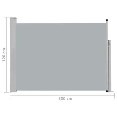Tuinscherm uittrekbaar 120x500 cm grijs