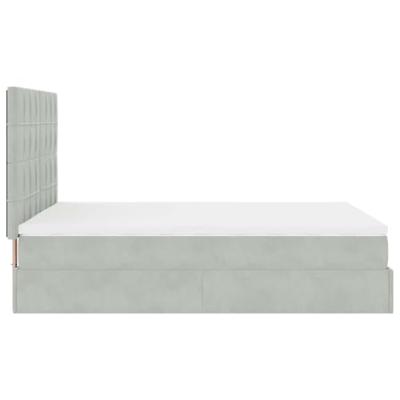 Ottoman bed met matrassen en LED's 140x200cm fluweel lichtgrijs