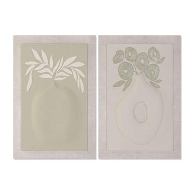 Canvas Home ESPRIT Groen Beige Vaas Scandinavisch 80 x 3 x 120 cm 80 X 10 X 120 CM (2 Stuks)