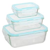 Set 3 Lunchboxen 5five Simply Smart Blauw Transparant Kristal 300 ml 690 ml 1000 L 800 g - thumbnail