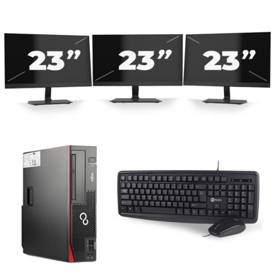 Fujitsu Esprimo D756 SFF - Intel Core i7-6e Generatie - 16GB RAM - 256GB SSD - Windows 11 + 3x 23 inch Monitor