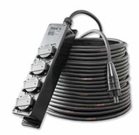 Verdeeldoos zwart 4x schuko 16A 250V 10 meter kabel 3x1.5mm² Keraf - thumbnail