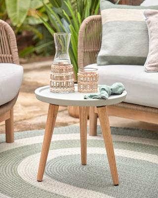 Kave Home Bijzettafel 'Lucy' Beton en rubberhout, 40cm