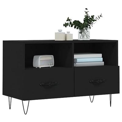 Tv-meubel 80x36x50 cm bewerkt hout zwart